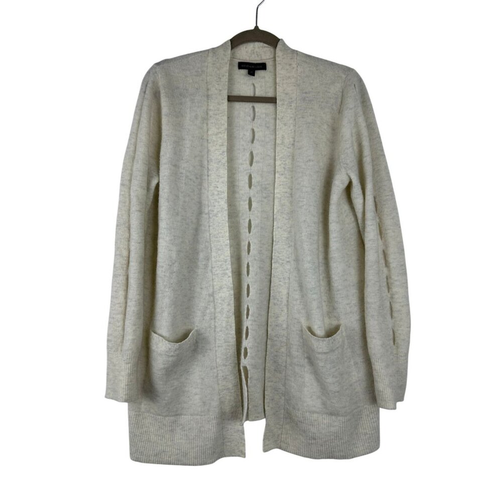 Banana Republic Women's M Cardigan Sweater White Open Front Wool & Alpaca Blend